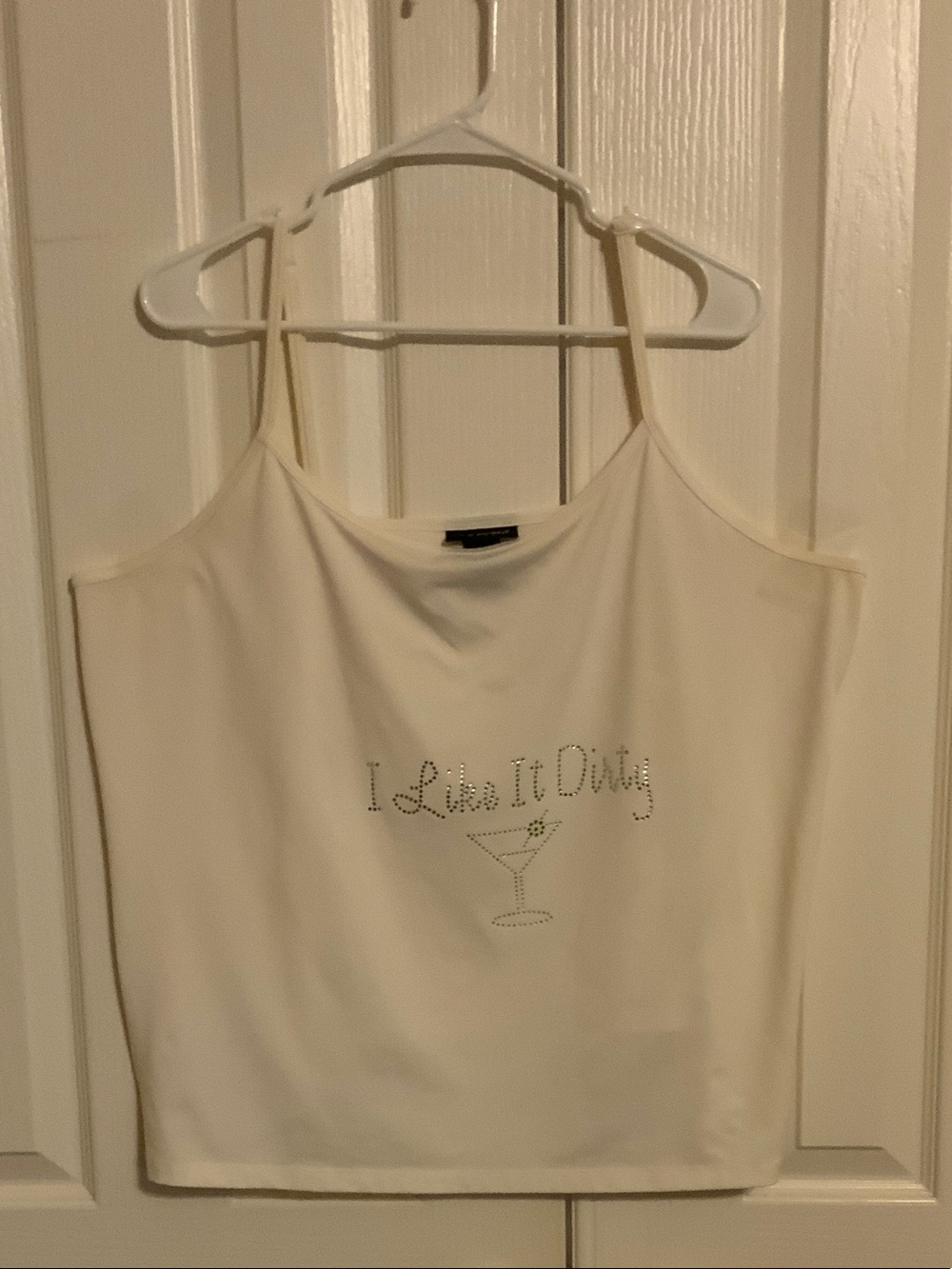 Lane Bryant Cream Spaghetti Strap Camisole with Rhinestone Martini Script 22/24